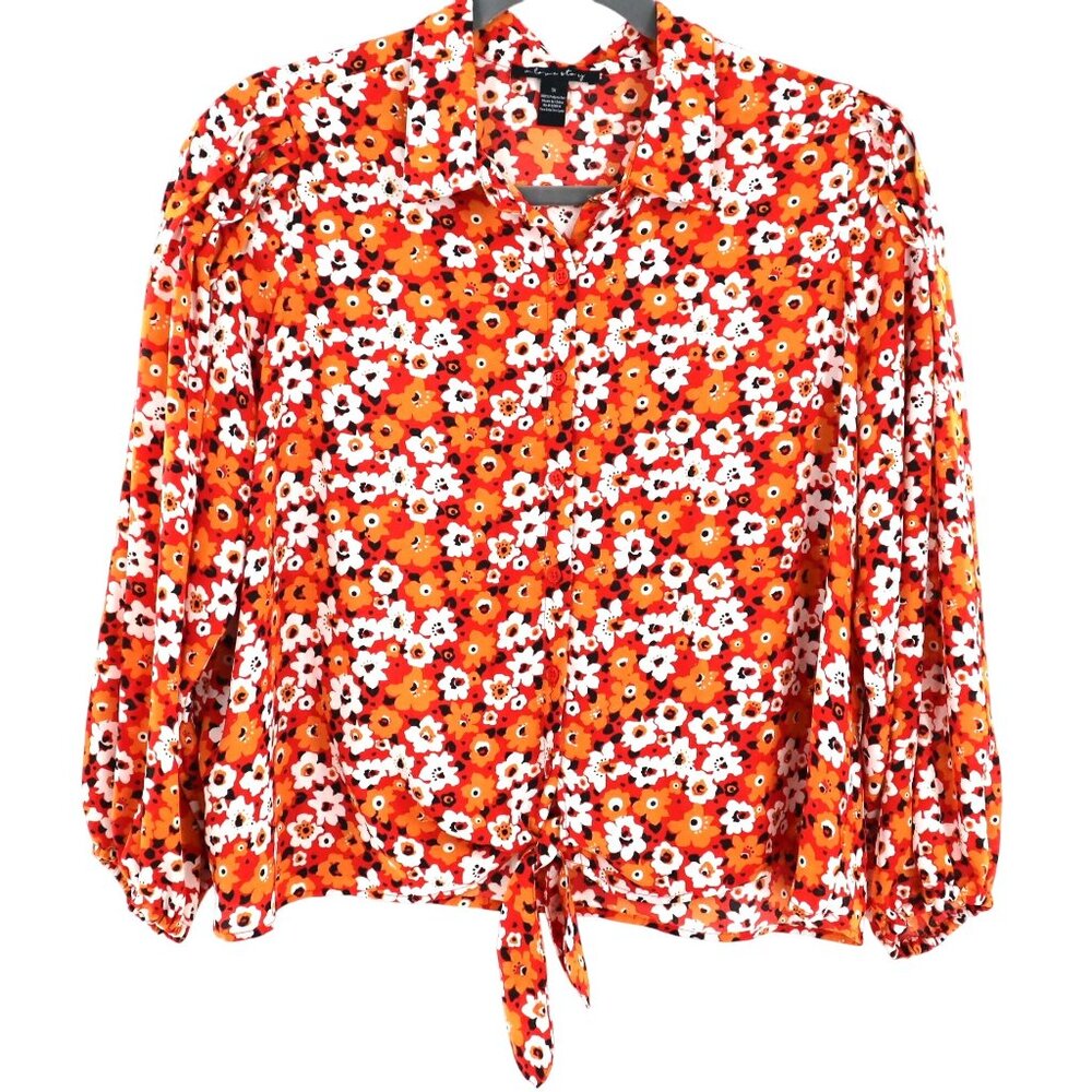 A Love Story Top Womens 1X Red Boho Cottagecore Granny Hippie Casual Brunch 70's
